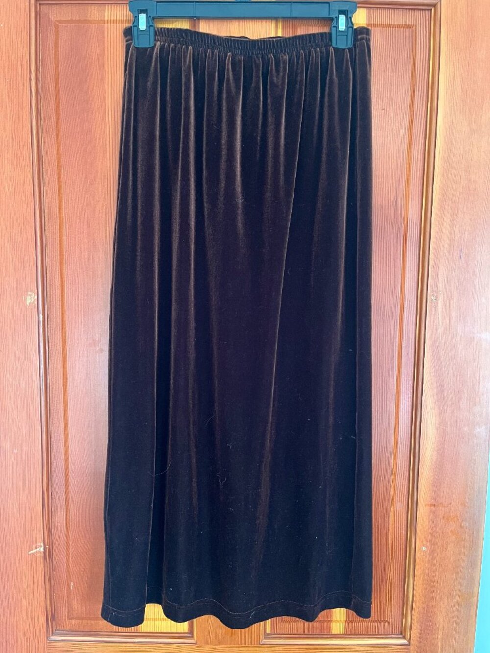 Willow Ridge Brown Velvet Maxi Skirt Elastic Waist Vintage Style